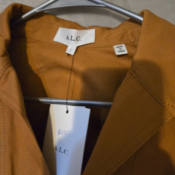 A.L.C. Rust Brown Cotton Long-Sleeve Dress Lace-Up Detailing/ Button Closure   2 - Picture 5 of 6